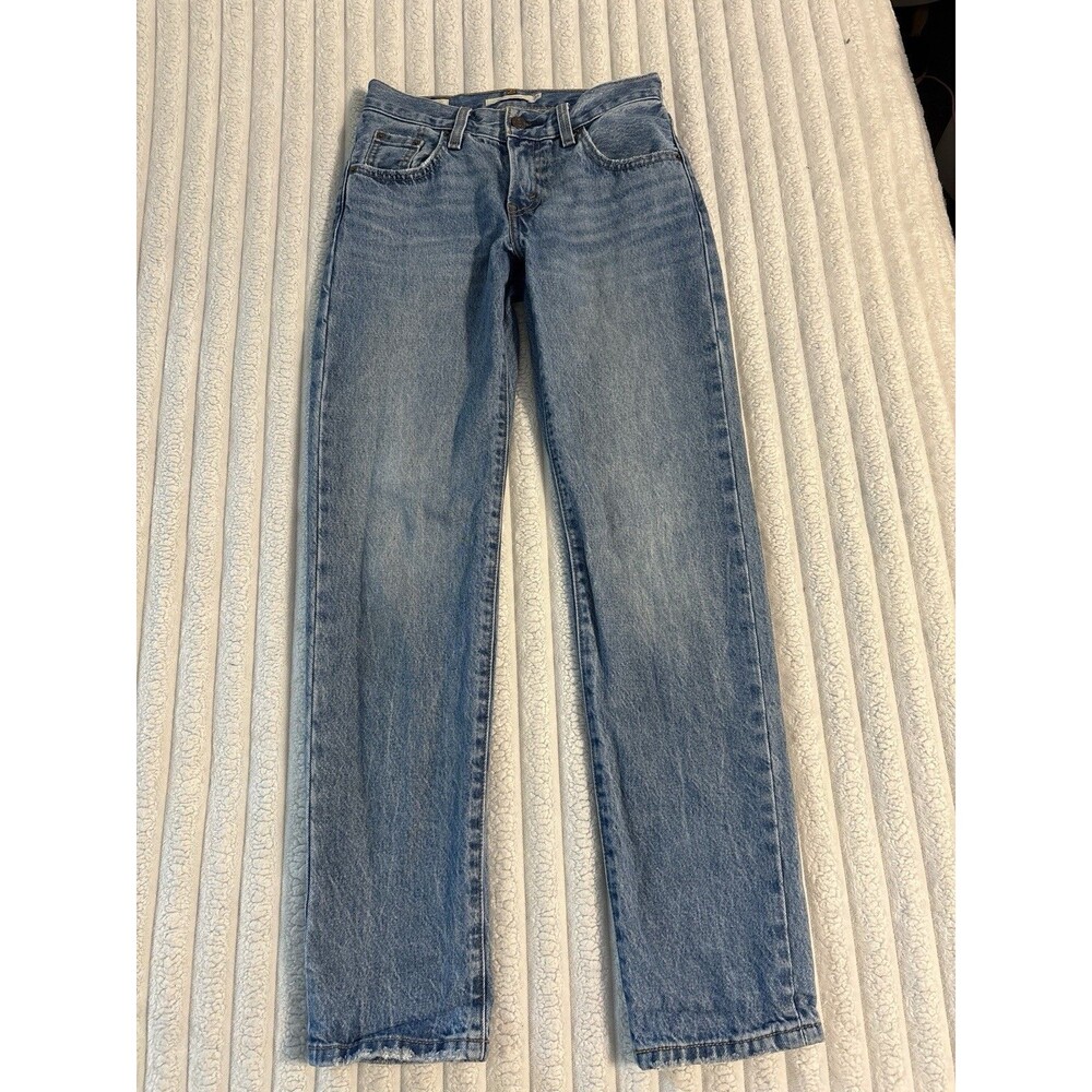 Levi Middy Straight Jeans Womens 23 Lightwash Big E Premium Retro Style